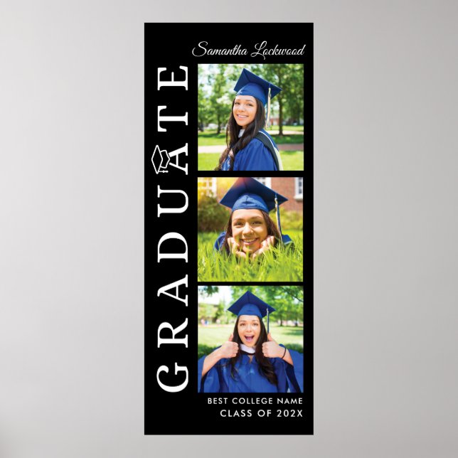 Studenten Photos Black and White Grad 2025 Poster (Framsidan)