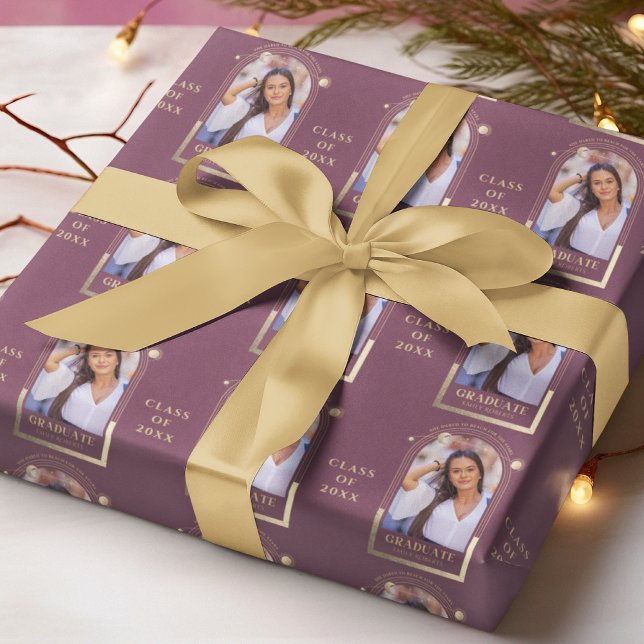 Studenten Plum Guld Sol Måne Stars Grad Photo Presentpapper (Skapare uppladdad)