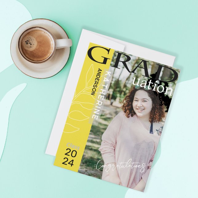 Studenten Poster formaterad fotoGrönt Julkort (Fresh and modern graduation card for your best friends.)