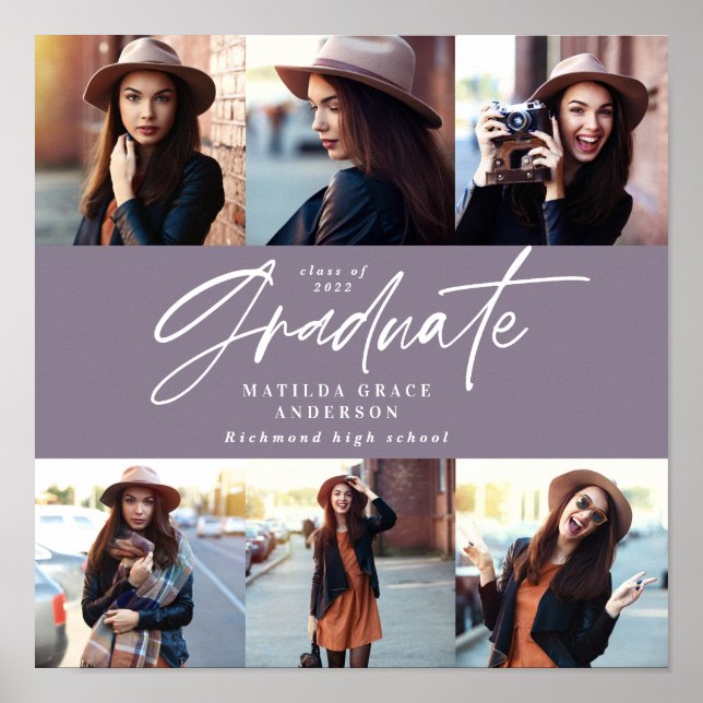 Studenten-presentens lila för modern elegant med f poster (Framsidan)