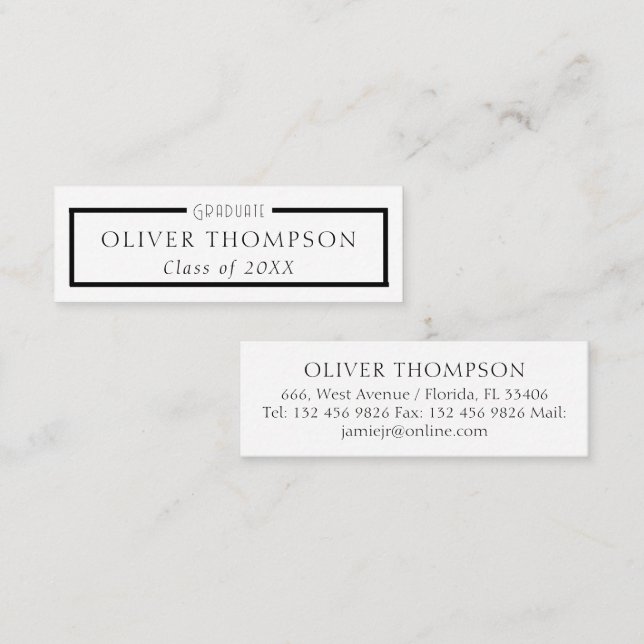 Studenten Professionell Networking Mini Visitkort (Fram/baksida)