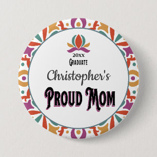 Studenten Proud Mamma Parent Son Monogram Grad Knapp