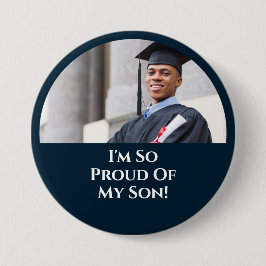 Studenten Proud Parent Son Graduating Photo Blue Knapp