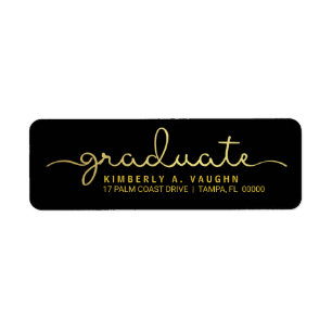 Studenten räcker märkt guld omkullkastar Look Returadress Etikett