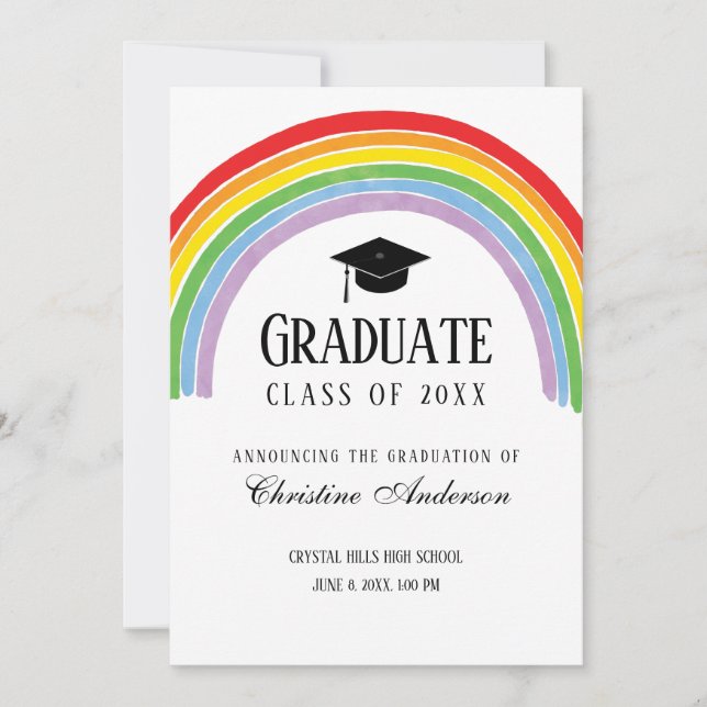 Studenten Rainbow med svart grad Cap Meddelande (Framsida)