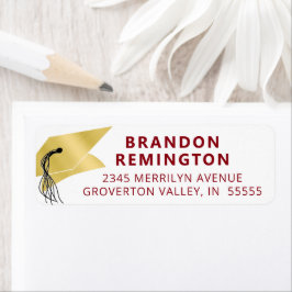 Studenten Red Guld Faux Metallic Foil Returadress Etikett