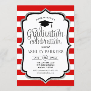 Studenten - Red White Silver Black Inbjudningar
