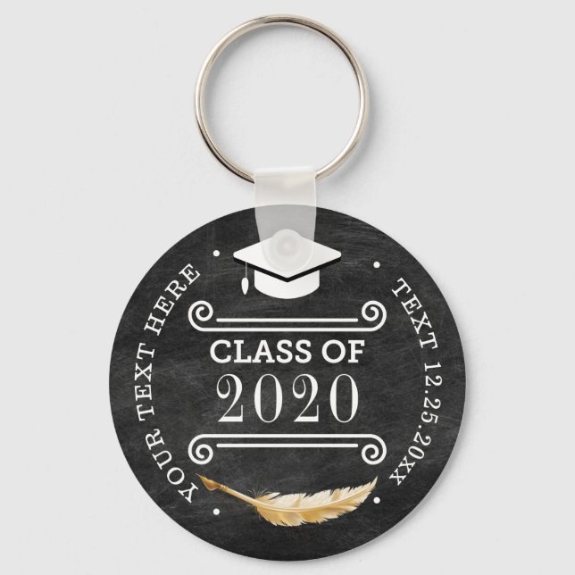 Studenten Retro Chalkboard-Personlig Nyckelring (Framsida)