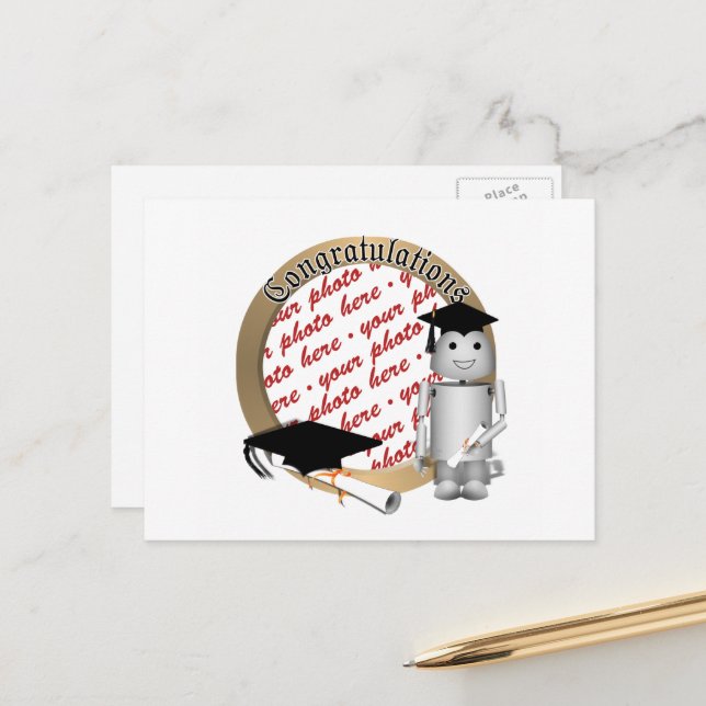 Studenten Robot Photo Ram Meddelande Vykort (Fram/Back In Situ)