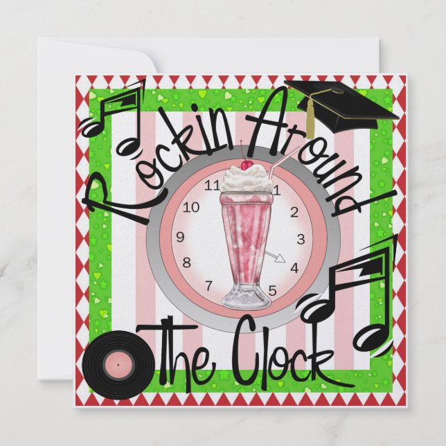 Studenten Rockin' runt Klock Party - SRF Inbjudningar (Framsida)