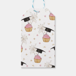 Studenten Rosa Cupkaka Sparkler Favor eller Presentetikett