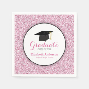 Studenten Rosa Faux Glitter Pappersservett