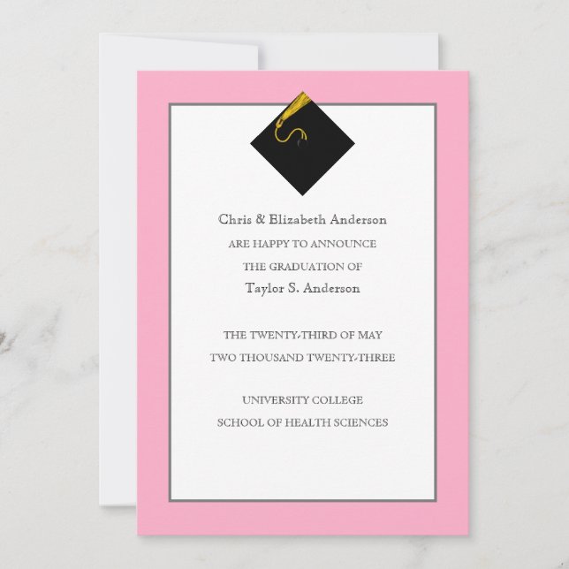 Studenten Rosa  Inbjudningar (Framsida)