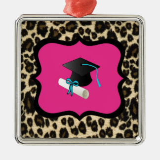 Studenten - rosa Leopard/Cheetah Julgransprydnad Metall