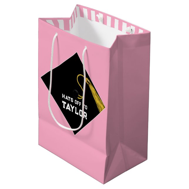 Studenten Rosa Medium Gift Bag (Framsidan Vinklad)