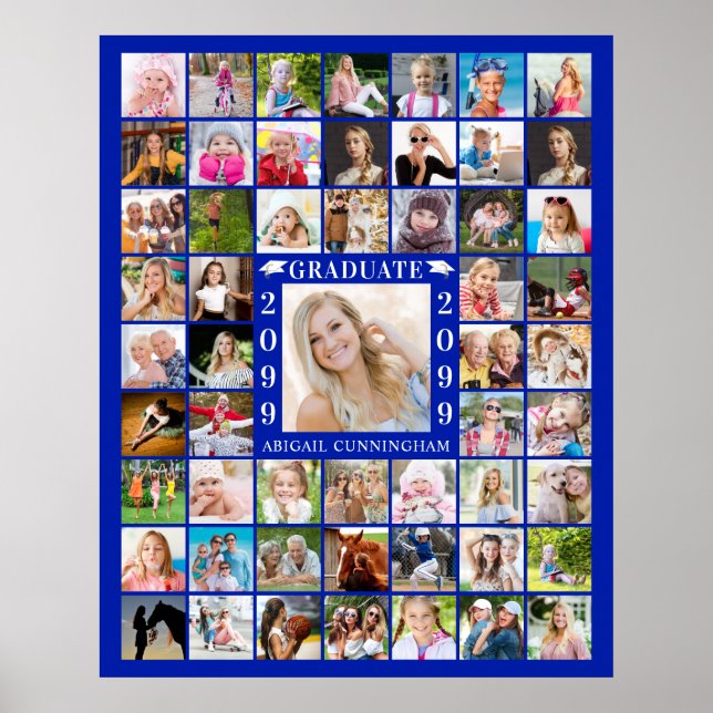 Studenten Royal Blue 55 Photo Collage Personalize Poster (Framsidan)