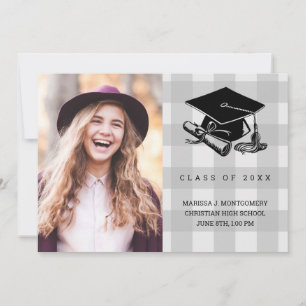 Studenten Rustic Grått Play Photo Grad Cap 2025 Meddelande