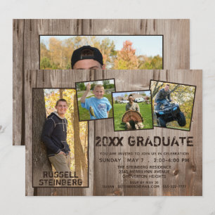 Studenten Rustic Land Wood 5 Photo Inbjudningar