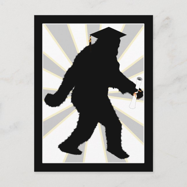 Studenten Sasquatch med Grad Cap Meddelande Vykort (Framsida)