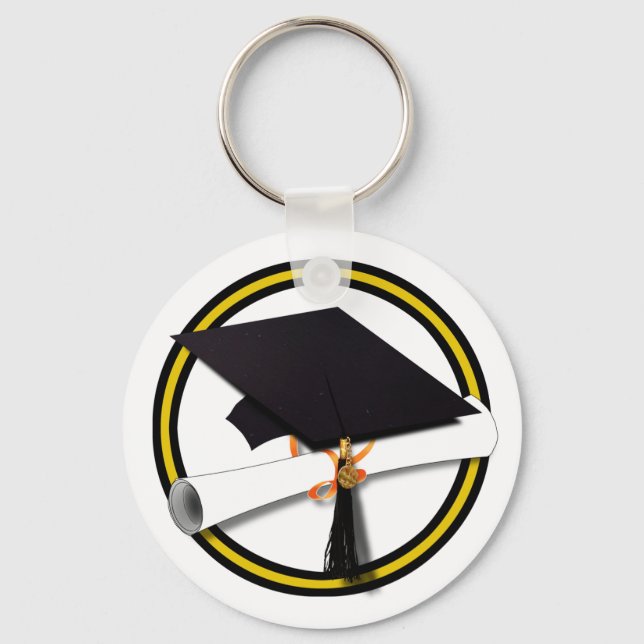 Studenten School Färg Guld och Black Nyckelring (Framsida)