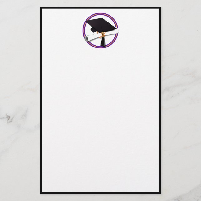 Studenten School Färg Lila och Guld Brevpapper (Framsida)