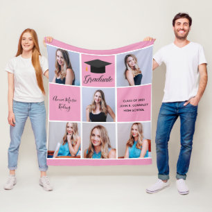 studenten Senior Porträtt Photo Collage Rosa 2022 Fleecefilt