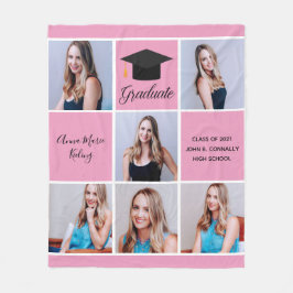 studenten Senior Porträtt Photo Collage Rosa 2022 Fleecefilt