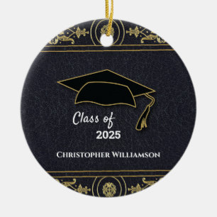 Studenten Senior Year Elegant Black Guld Julgransprydnad Keramik