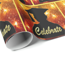 Studenten Silhouette Celebrate på Fireworks Presentpapper