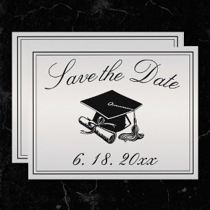 Studenten Silver Black Cap Diploma Spara datum Meddelande