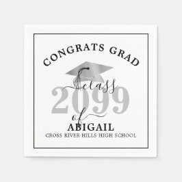 Studenten Silver Foil Cap Personlig Napkins Pappersservett