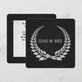 Studenten Silver Laurel om svart läder Inbjudningar