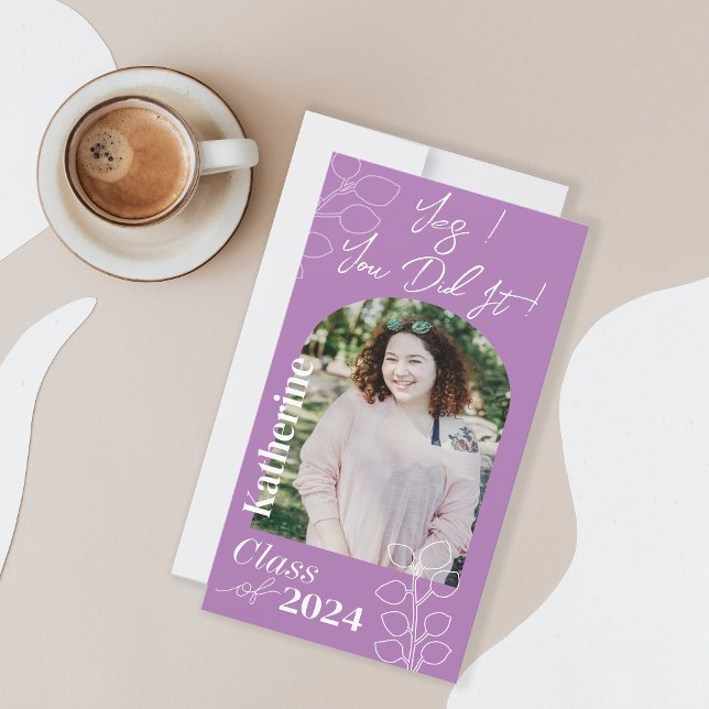 Studenten Simple Foliage Lavender ("Yes you did it !" modern simple graduation
card for your friends. )