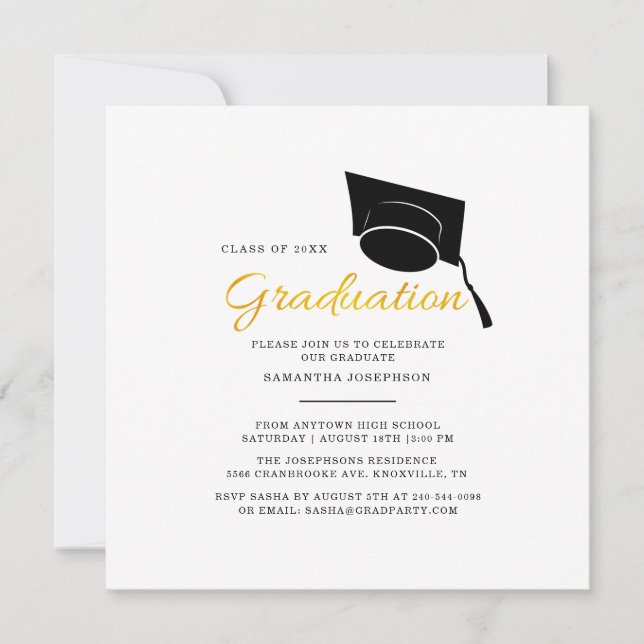 Studenten Simple Minimalist 2025 Grad Party Inbjudningar (Framsida)