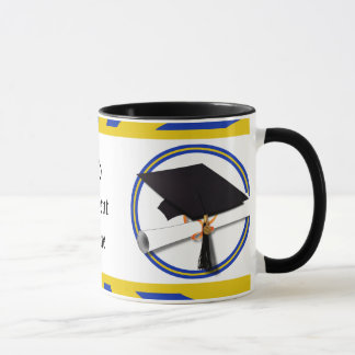 Studenten-skolan Färg Blue och Guld (ZOOM!) Mugg