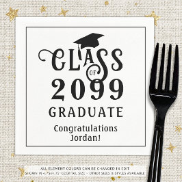 Studenten Snyggt Class Year Anpassningsbar Färg Pappersservett