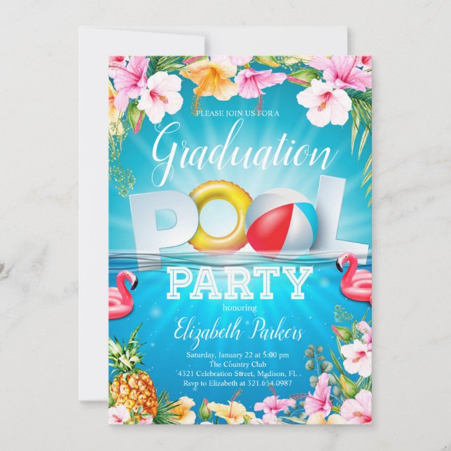 Studenten Sommar Bassäng Party Inbjudningar (Framsida)