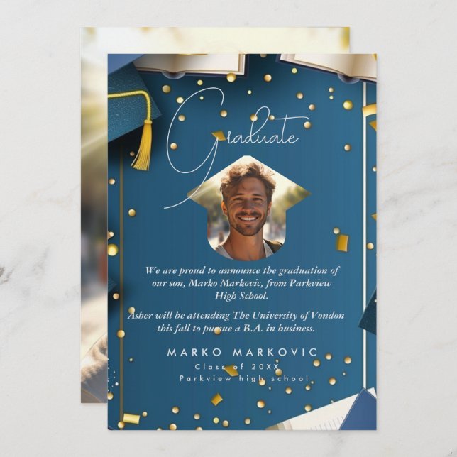 Studenten Son I Blue Meddelande (Fram/baksida)