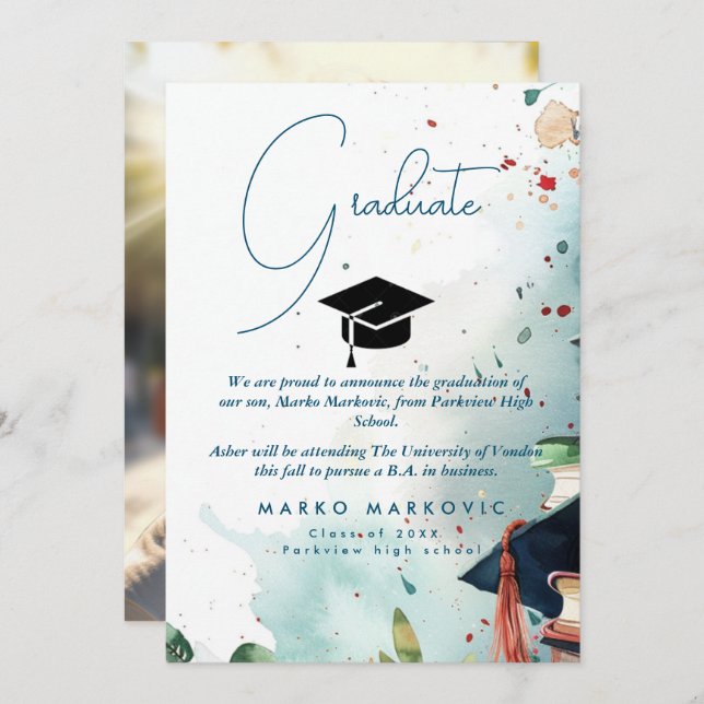 Studenten son I Colorful Notice Meddelande (Fram/baksida)