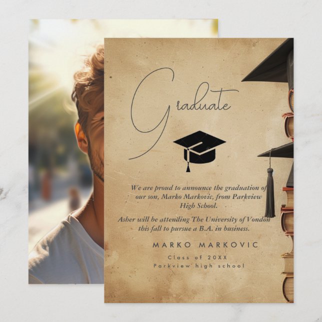 Studenten Son I Rustic-meddelande Meddelande (Fram/baksida)