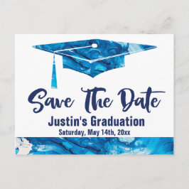 Studenten Spara datum, Elegant blå markering Vykort