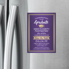 Studenten Spara datum Elegant Lila  Vita Guld Magnetisk Inbjudningskort