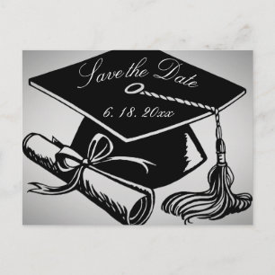 Studenten Spara datum Grad Cap Diploma Silver Meddelande Vykort