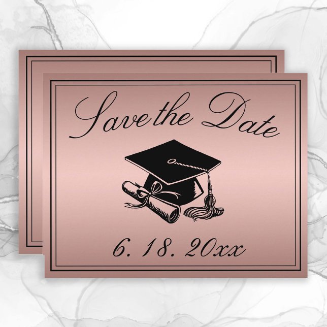 Studenten Spara datumangivelsen Ro Guld Meddelande (Rose Gold Save the Date Graduation Announcement)