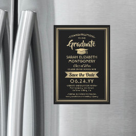 Studenten Spara datumEleganten Black och Guld Magnetisk Inbjudningskort