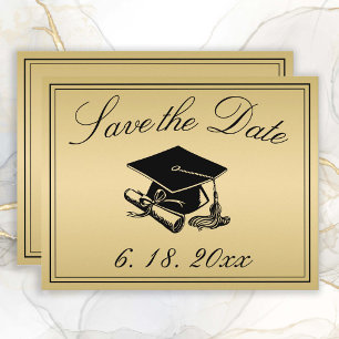 Studenten Spara datumet Guld Black Cap Diploma Meddelande