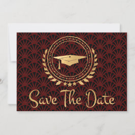 Studenten Spara datumet Guld Grad Cap Deco Red