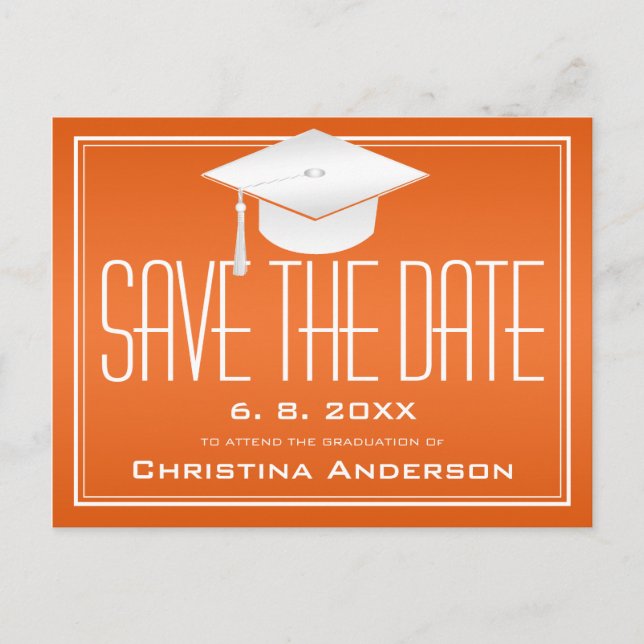 Studenten Spara Grad Cap för Dag-Chic-Orange Meddelande Vykort (Framsida)