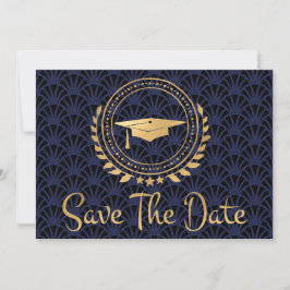Studenten sparar datum Guld Grad Cap Art Deco Spara Datumet