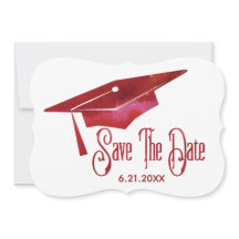 Studenten sparar datumet enkelt Modern Red Grad